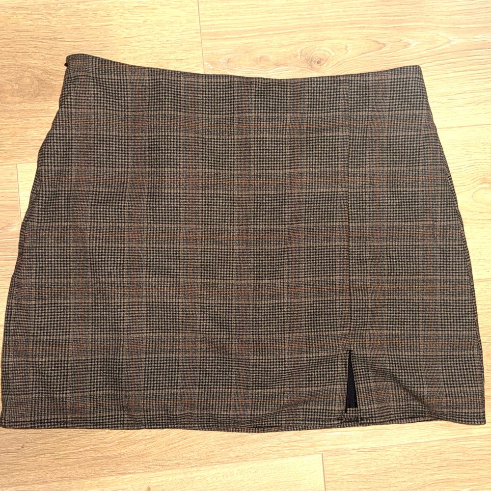Old Navy Plaid Mini Skirt in Brown Check Fall Preppy Size L